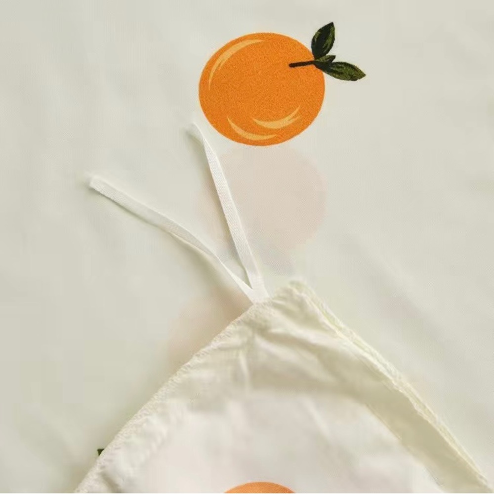 Urban Outfitters 3pcs Queen Duvet Cover Set Oranges Bedding 2 Pillowcases NEW - Picture 7 of 7
